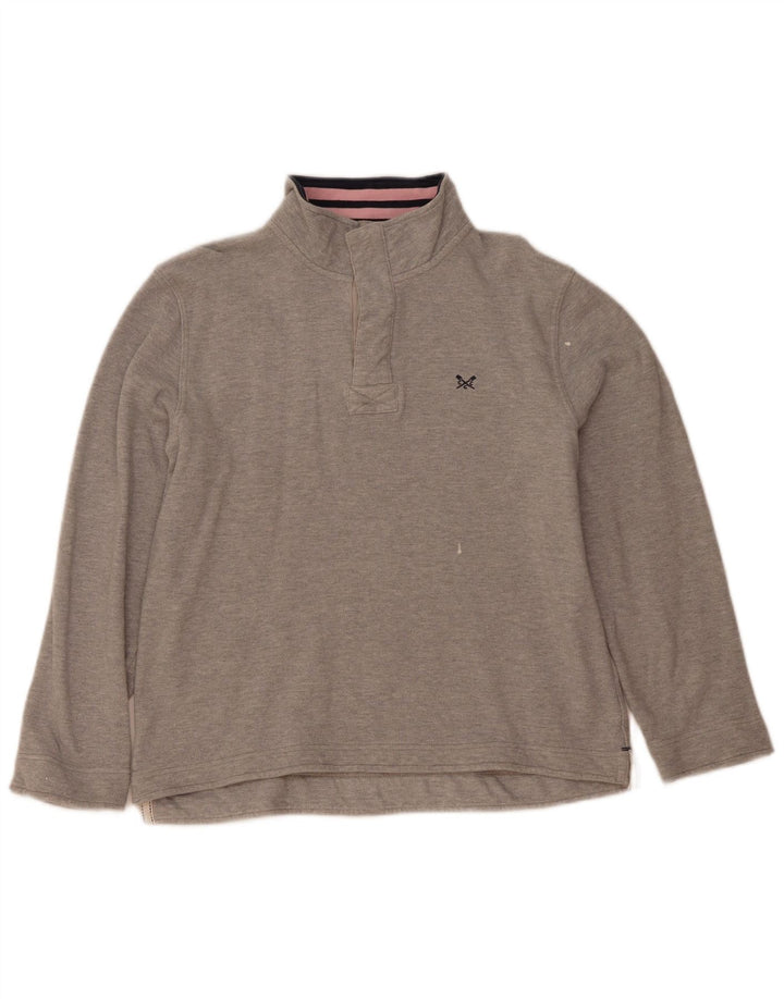 Crew Clothing Herren-Sweatshirt mit Reißverschluss am Hals, groß, aus grauer Baumwolle