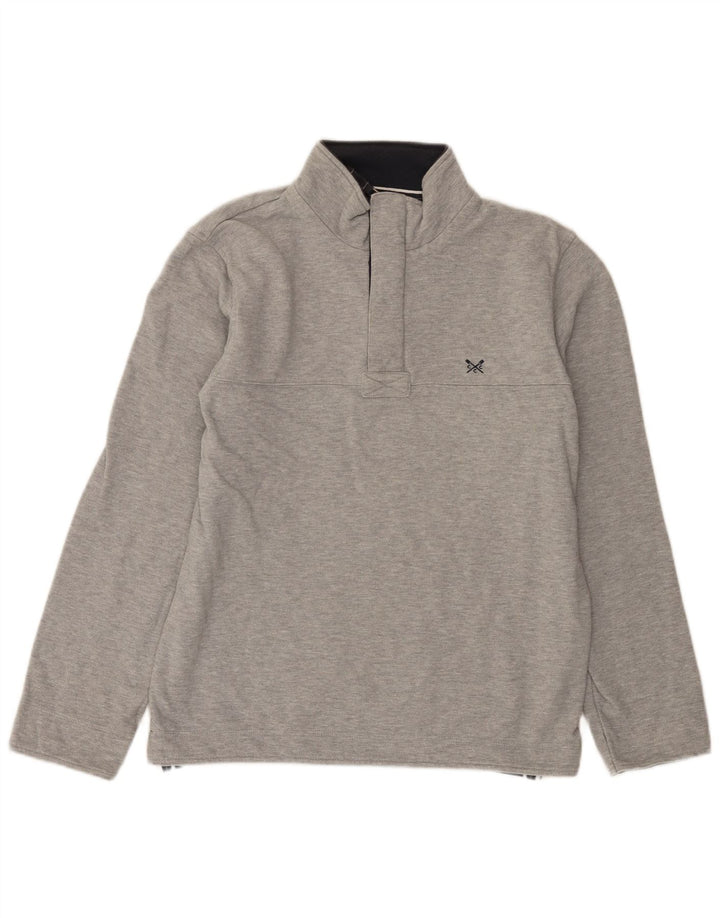 Crew Clothing Herren-Sweatshirt mit Reißverschluss am Hals, Mittelgrau gesprenkelte Baumwolle