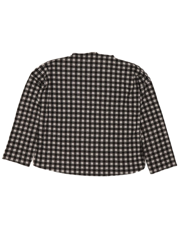 Zara Damen Trafaluc Übergroßes Top Langarm UK 10 Small Black Gingham