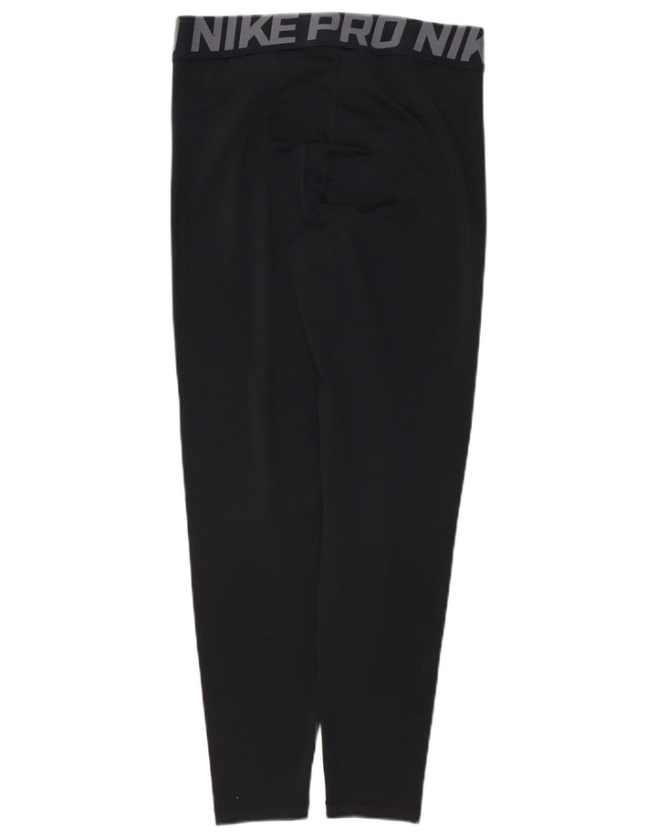 NIKE Womens Dri Fit Graphic Leggings UK 12 Mittelschwarzes Polyester