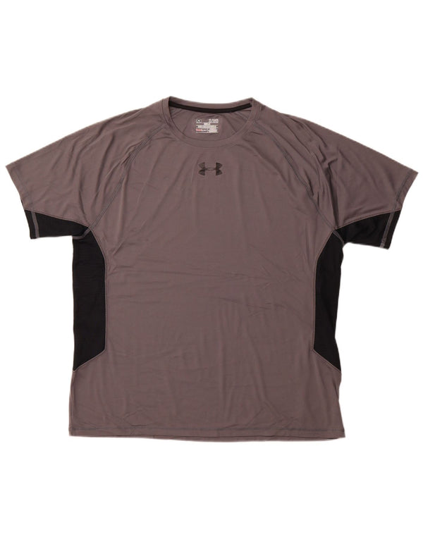 UNDER ARMOUR Herren Heat Gear T-Shirt Top XL Graues Colourblock-Polyester