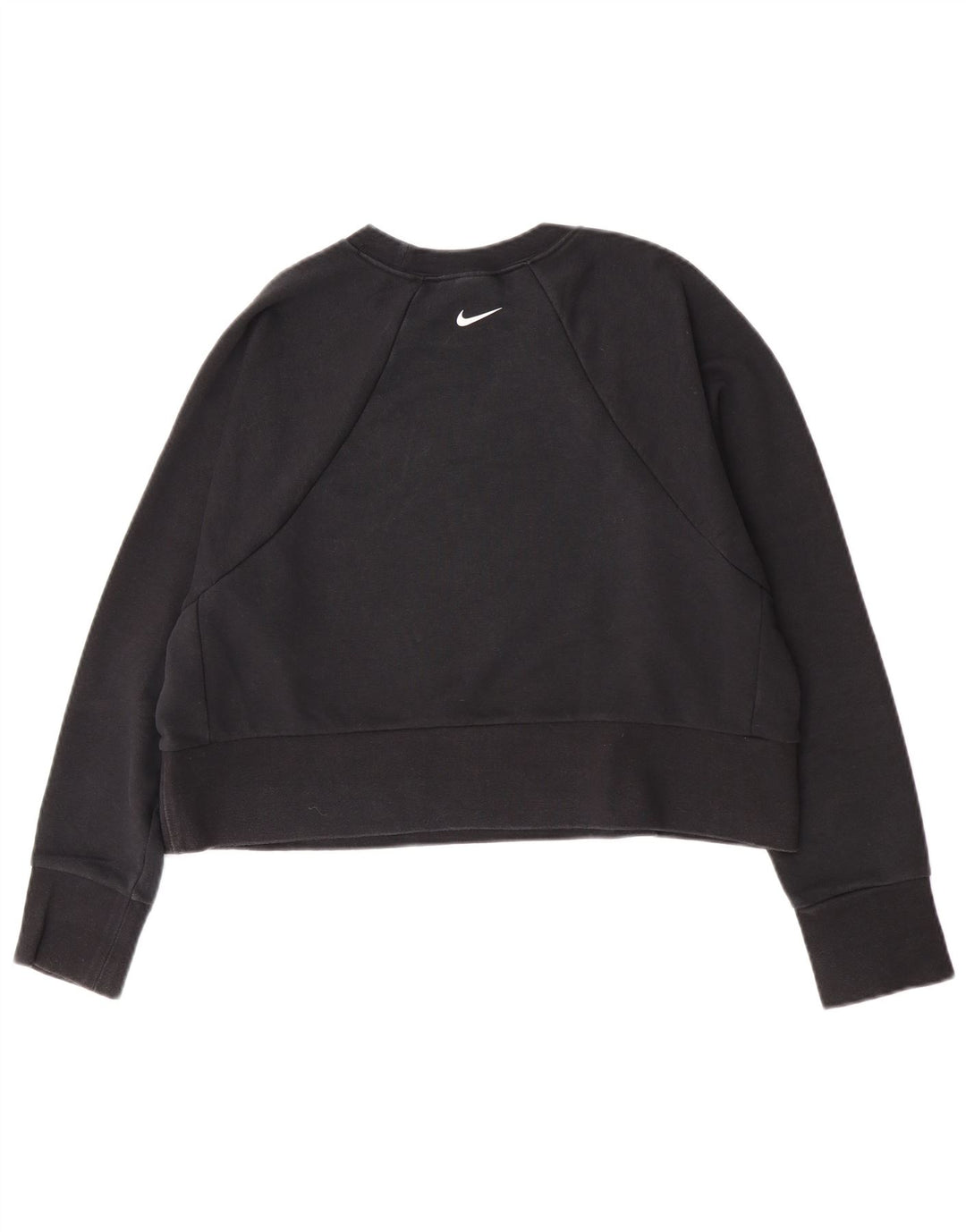 Nike Damen Crop Graphic Sweatshirt Pullover UK 14 Mittelschwarze Baumwolle