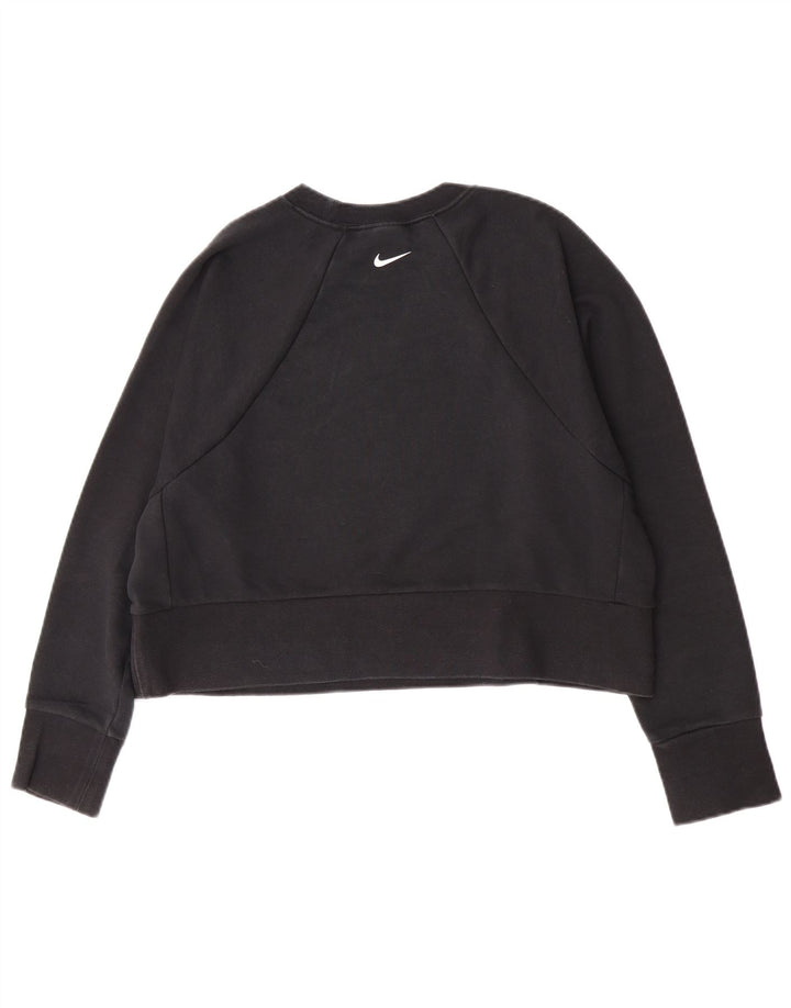 Nike Damen Crop Graphic Sweatshirt Pullover UK 14 Mittelschwarze Baumwolle