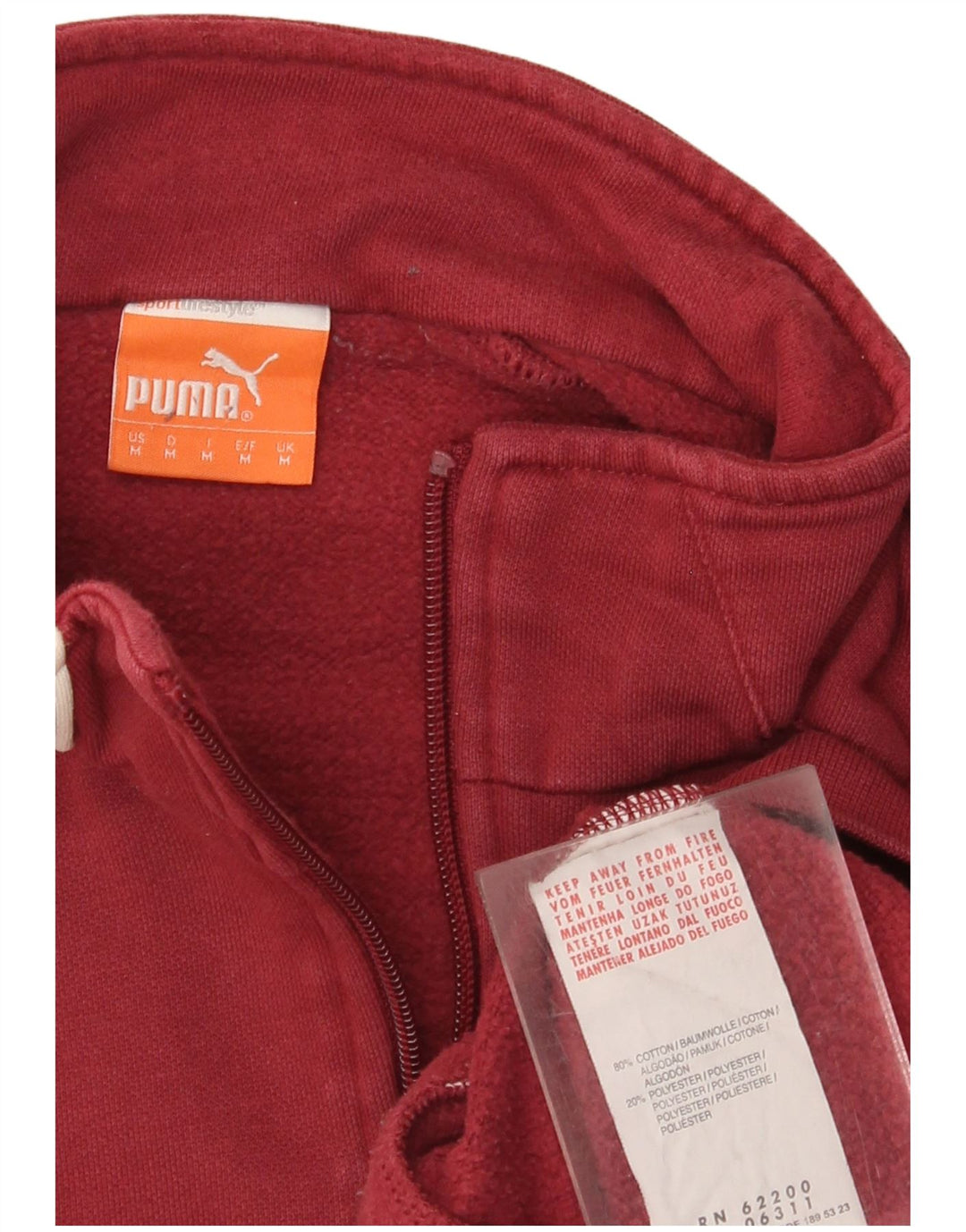 Puma Herren-Sweatshirt mit Reißverschluss am Hals, mittelgroße burgunderfarbene Baumwolle