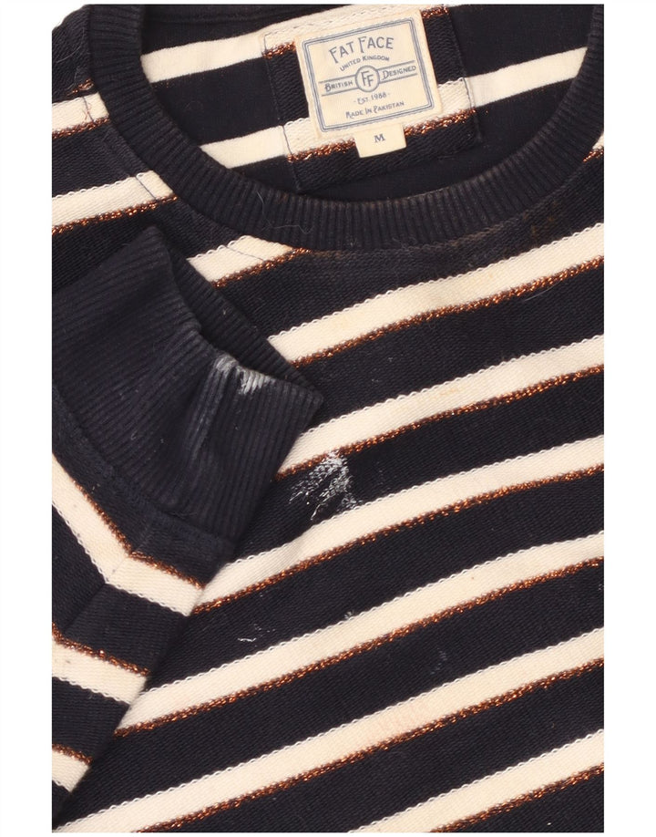 Fat Face Damen-Sweatshirt-Pullover, Größe M, Marineblau, gestreift, nautisch, UK 14
