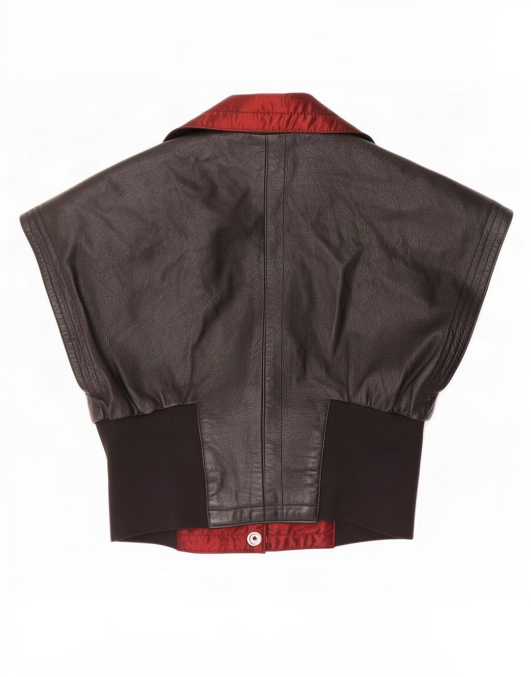 Joslyn Clarke Damen Crop Lederweste IT 42 Medium Schwarz