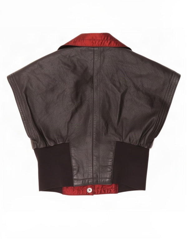 Joslyn Clarke Damen Crop Lederweste IT 42 Medium Schwarz