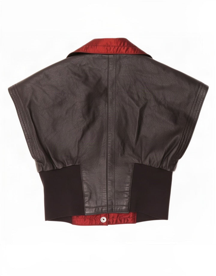 Joslyn Clarke Damen Crop Lederweste IT 42 Medium Schwarz