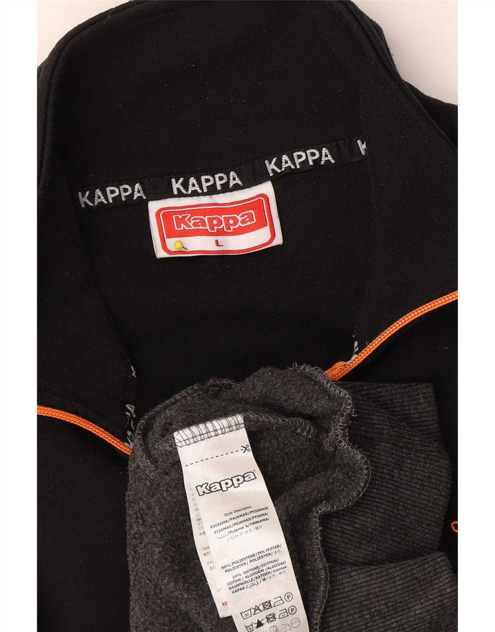Kappa Herren-Fleecepullover mit Reißverschluss am Hals, großes graues Farbblock-Polyester