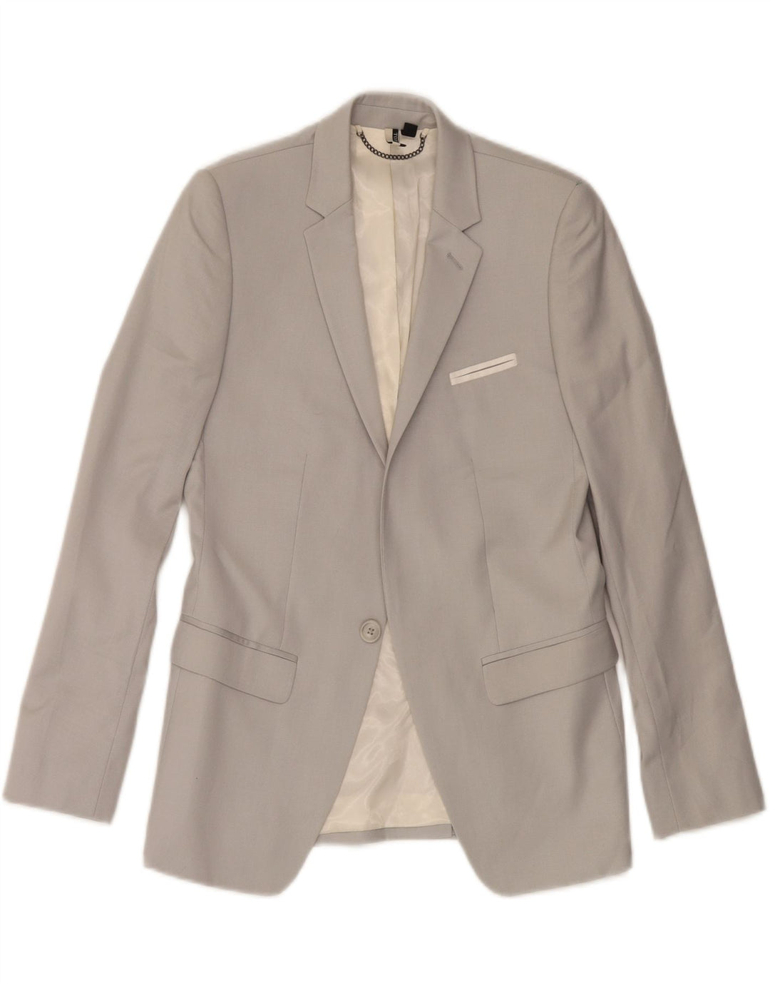 TOPSHOP Womens 1 Button Blazer Jacket UK 8 Small Grey Polyester