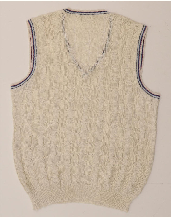 Vintage Herren Weste Tank Top Medium Off White
