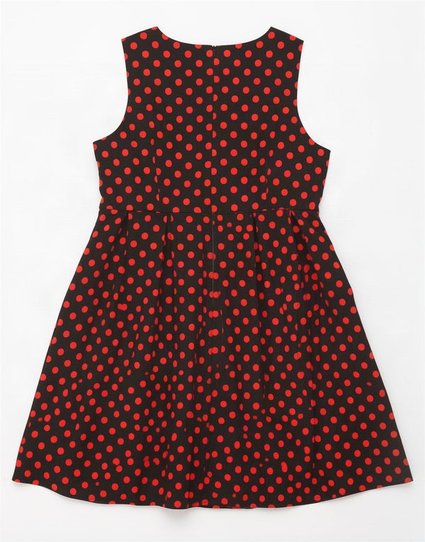 Dolly And Dotty Damen Ärmelloses A-Linien-Kleid UK 22 3XL Schwarz gepunktet