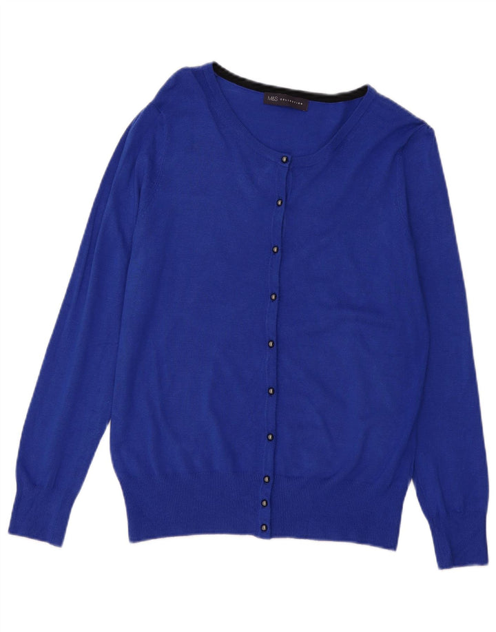 MARKS & SPENCER Damen-Cardigan-Pullover UK 12 Mittelblaue Viskose