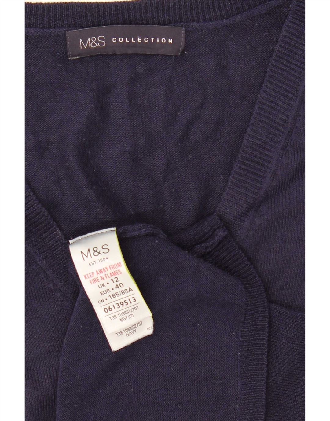 Marks & Spencer Damen-Pullover mit V-Ausschnitt, Gr. 12, mittleres Marineblau