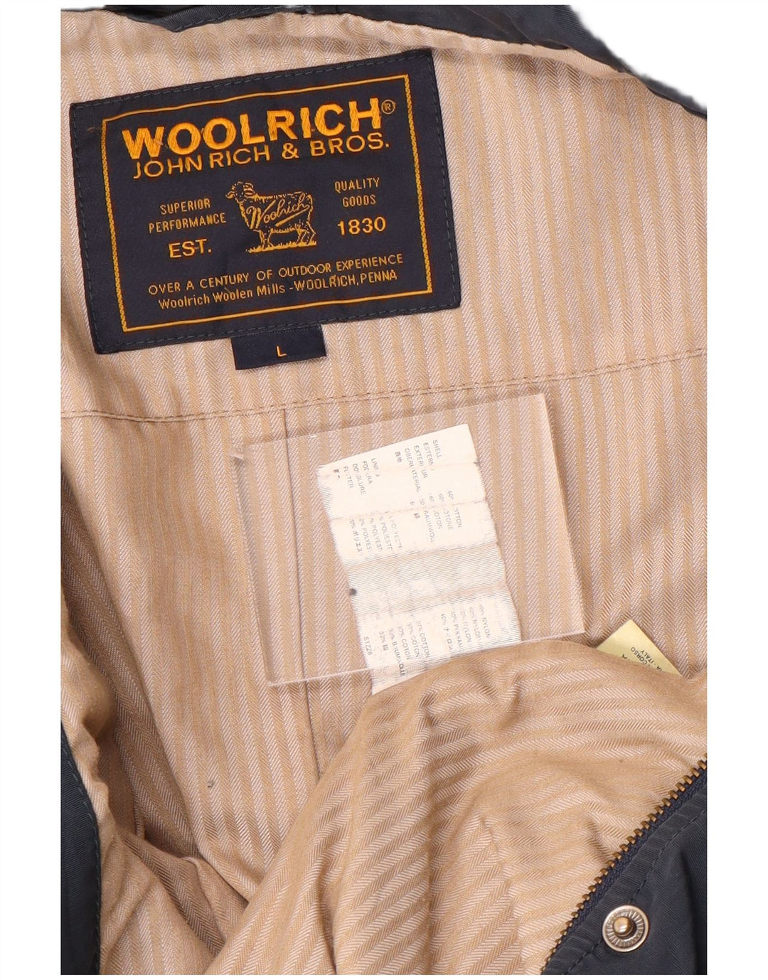 Woolrich Damen Bomberjacke UK 16 Large Marineblaue Baumwolle