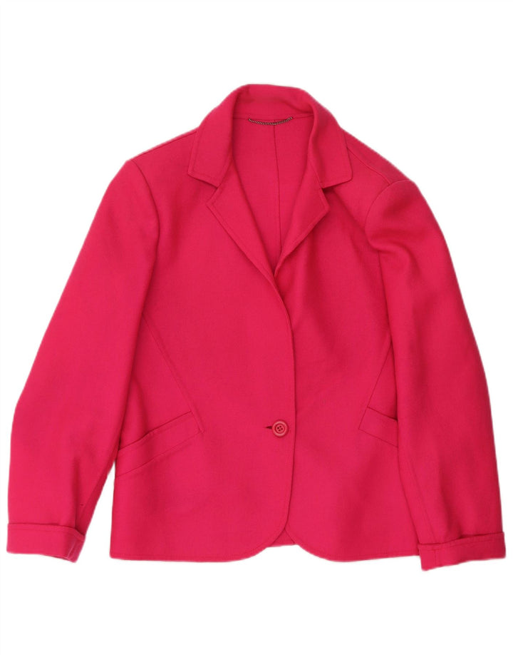 Vintage Damen 1 Knopf Blazer Jacke IT 44 Mittelrosa Wolle