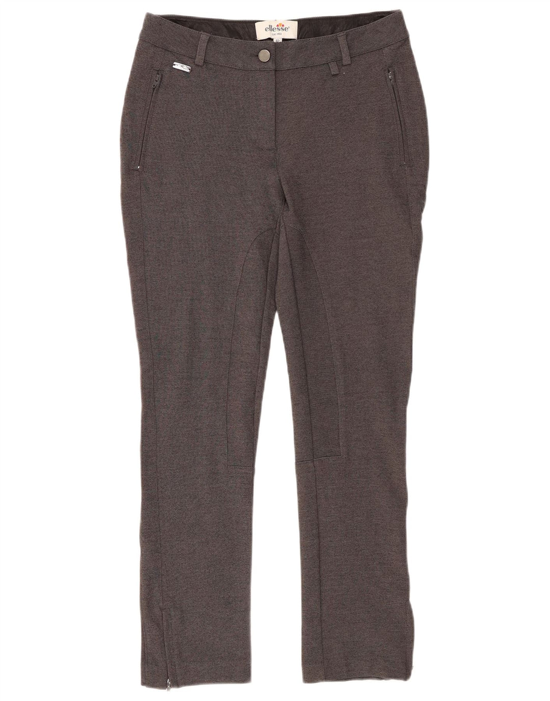 ELLESSE Damen Slim Chino-Hose IT 42 Mittel W28 L27 Grau Rayon