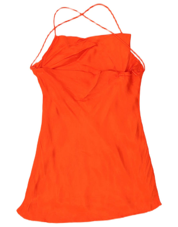 Zara Damen Neckholder-Top UK 10 Small Orange Viskose