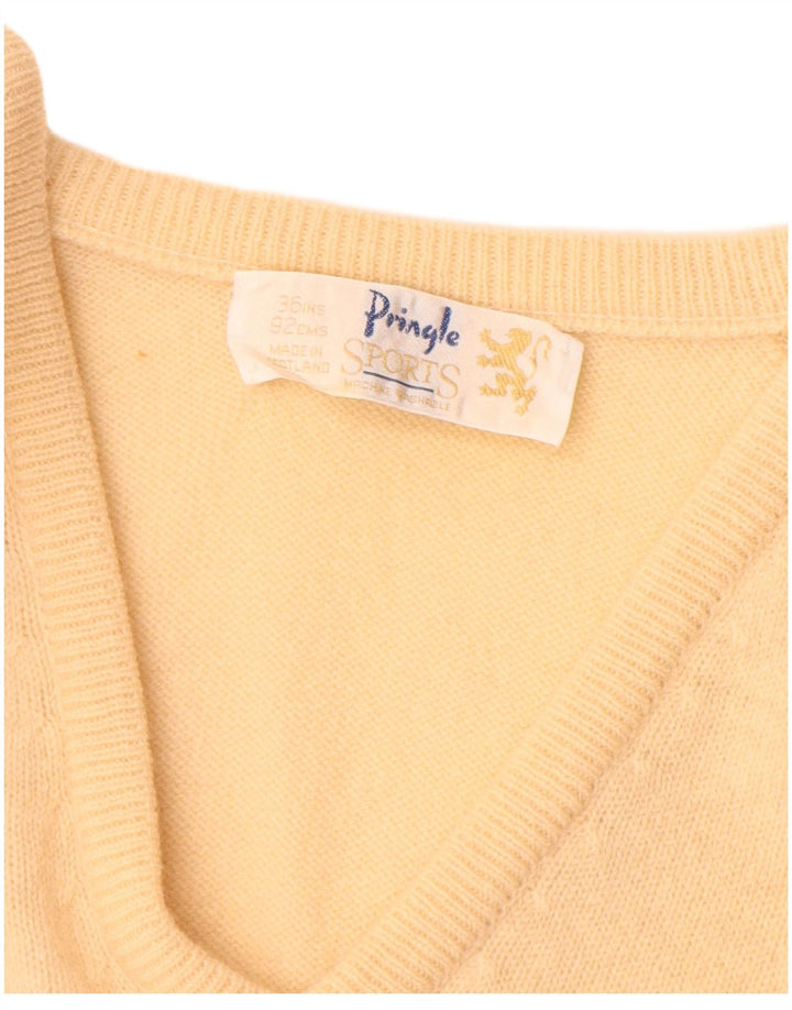 Pringle Damen Pullover mit V-Ausschnitt EU 36 Small Beige