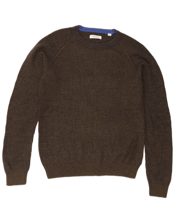 Jack & Jones Herren-Pullover mit Rundhalsausschnitt, reguläre Passform, Mittelgrün meliert