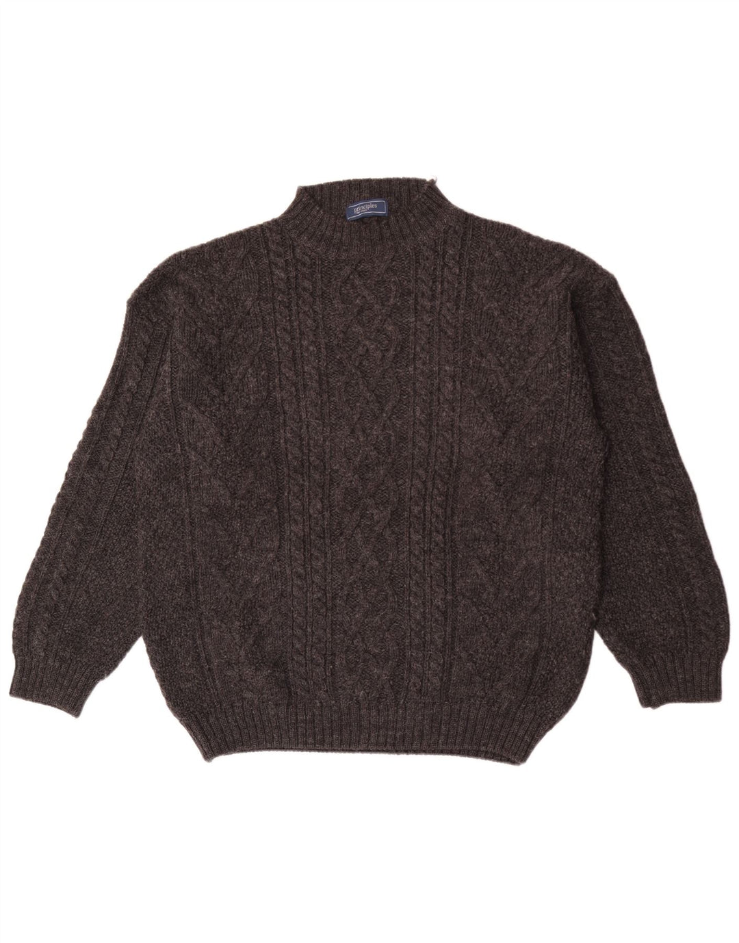 Principles Herren-Pullover mit Rollkragen, groß, aus grauer Wolle