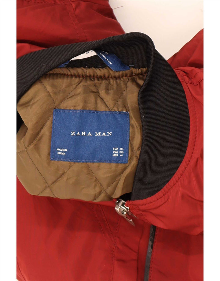Zara Herren Bomberjacke UK 44 2XL Rot Colourblock Polyester