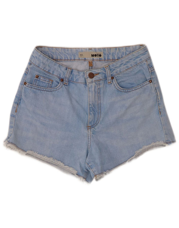 Topshop Damen Moto Denim Shorts W26 Small Blaue Baumwolle
