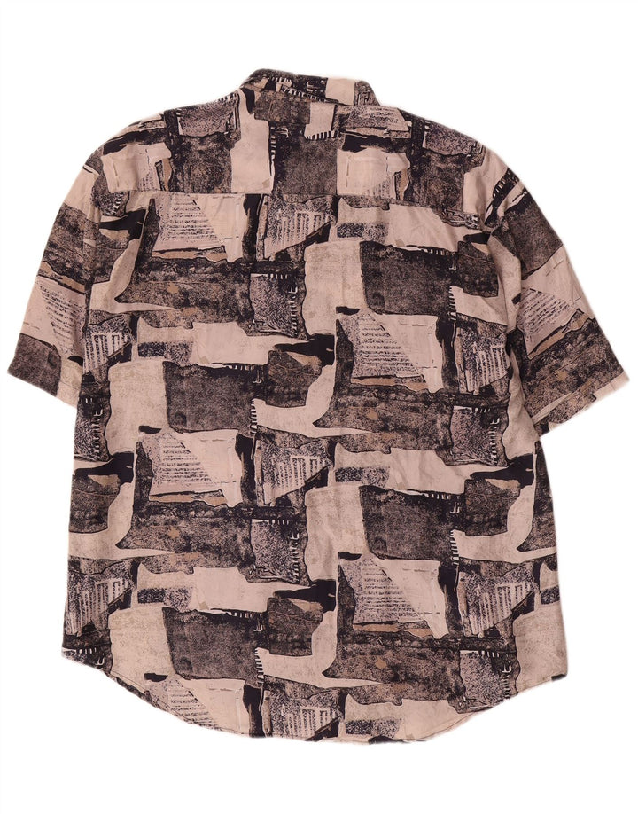 Laurent Herren Kurzarmhemd XL Mehrfarbige Patchwork-Seide