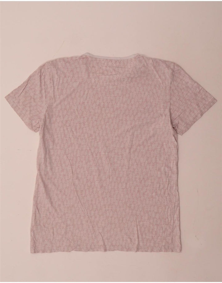 Fat Face Herren-T-Shirt aus mittelrosa Paisley-Baumwolle