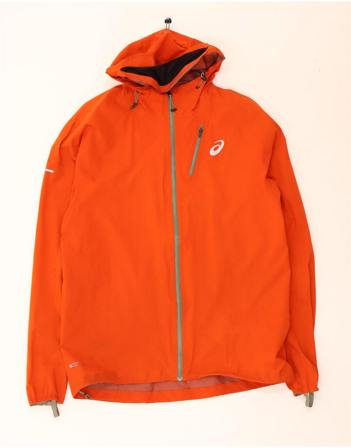 Asics Herren-Regenjacke mit Kapuze, UK 38, mitteloranges Nylon