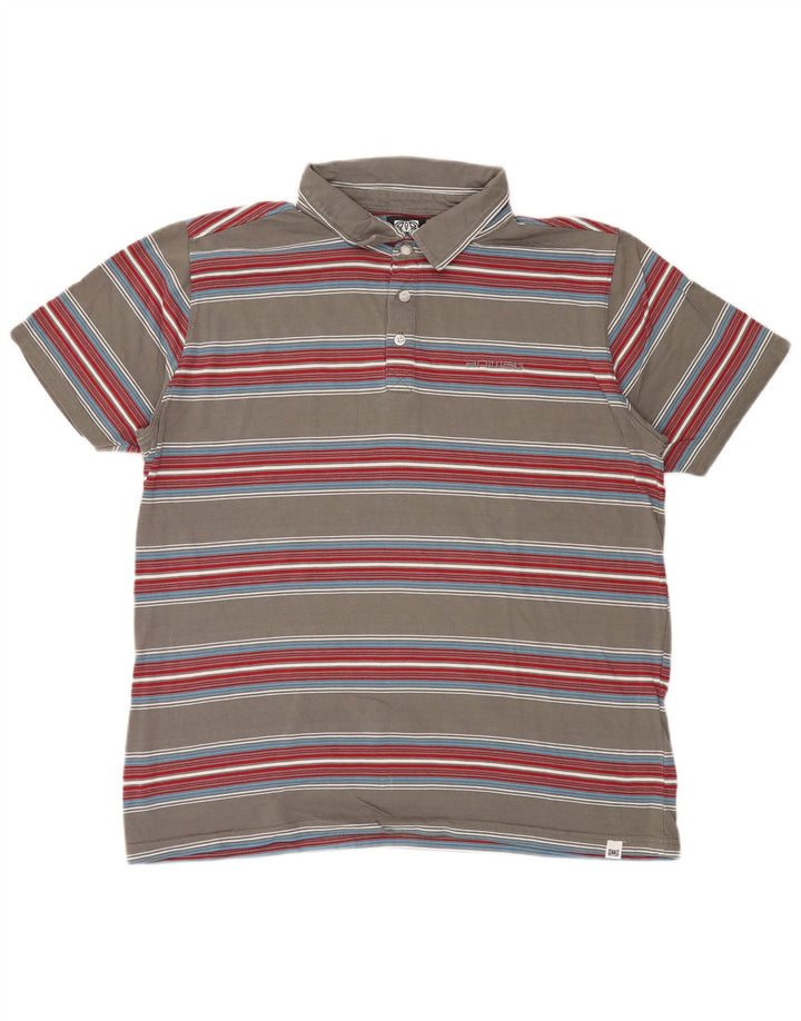 Animal Herren-Poloshirt, groß, grau gestreift, Baumwolle