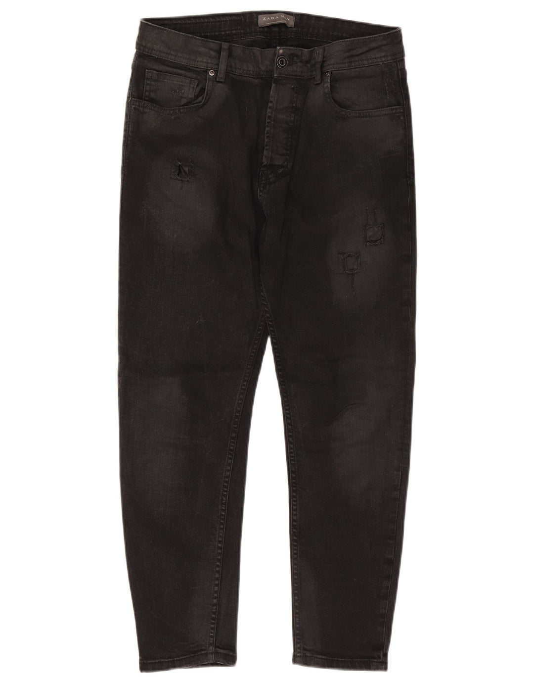 Zara Herren Distressed Slim Jeans EU 42 Large W32 L26 Schwarz