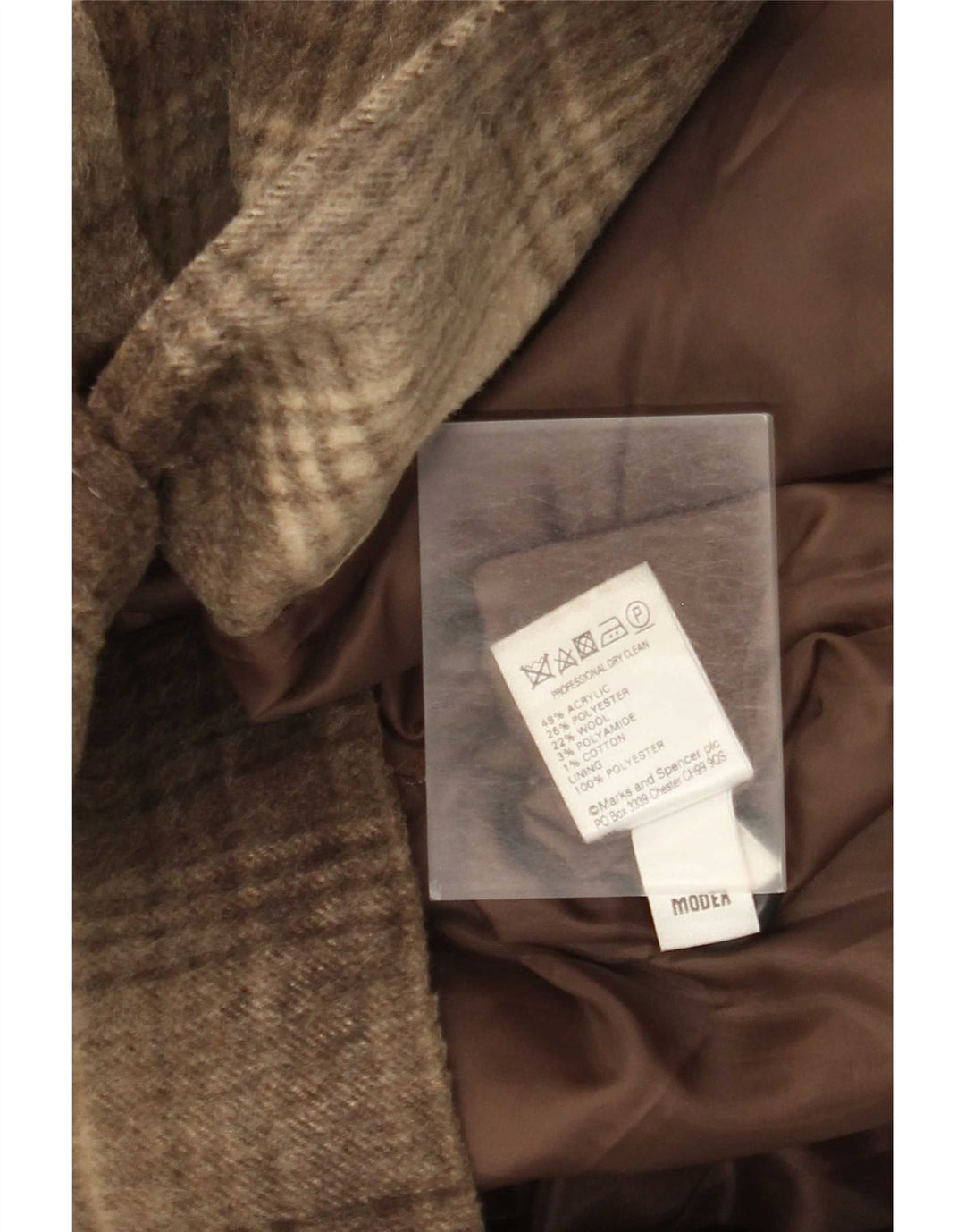 Marks & Spencer Damenmantel UK 18 XL Braun kariertes Acryl