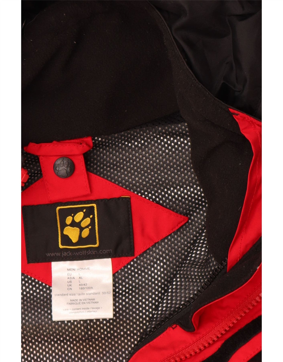 JACK WOLFSKIN Herren-Regenjacke mit Kapuze, UK 40/42, Größe L, Rot, Farbblock