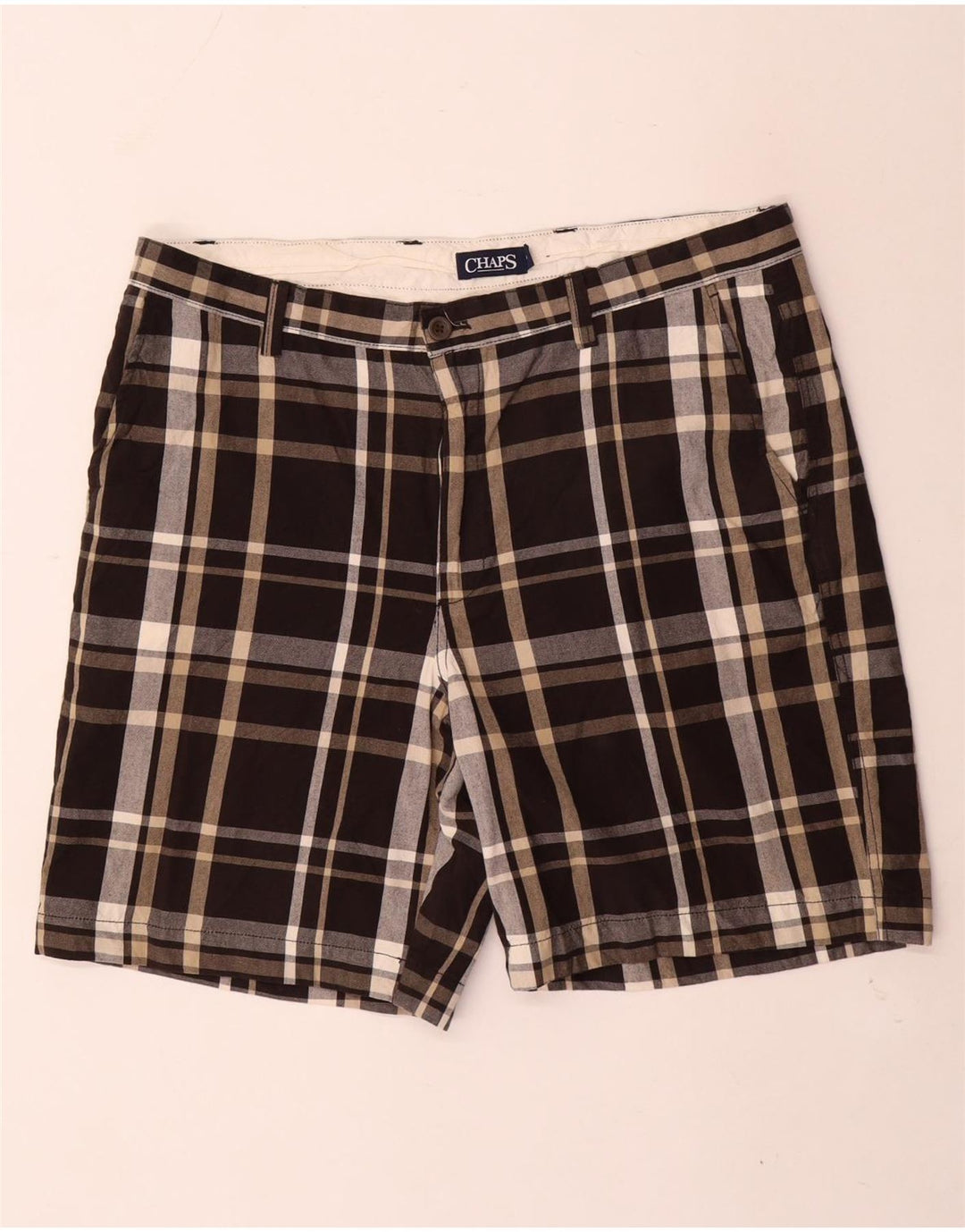 Chaps Herren-Chinoshorts W38 XL, braun karierte Baumwolle