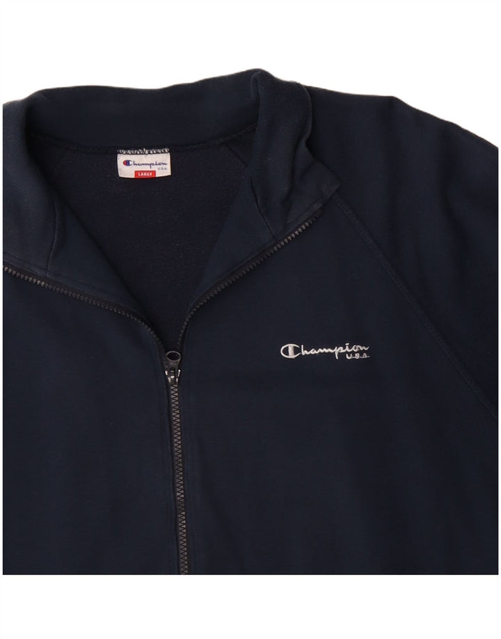 CHAMPION Herren-Trainingsanzugoberteil mit Grafik, Größe L, Marineblau, Farbblock