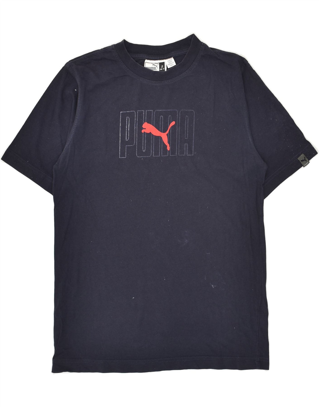 PUMA Mens Graphic T-Shirt Top Small Navy Blue Vintage Puma and Second-Hand Puma from Messina Hembry 