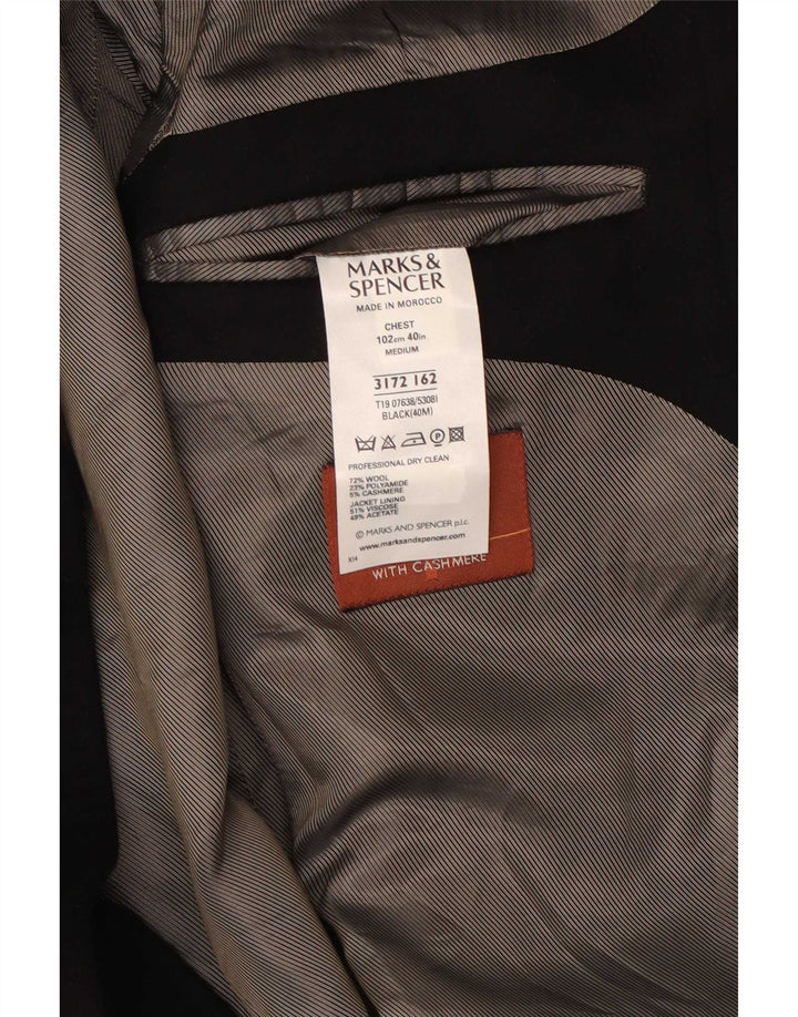 Marks & Spencer Herren-Blazer mit 3 Knöpfen, UK 38, mittelschwarze Wolle