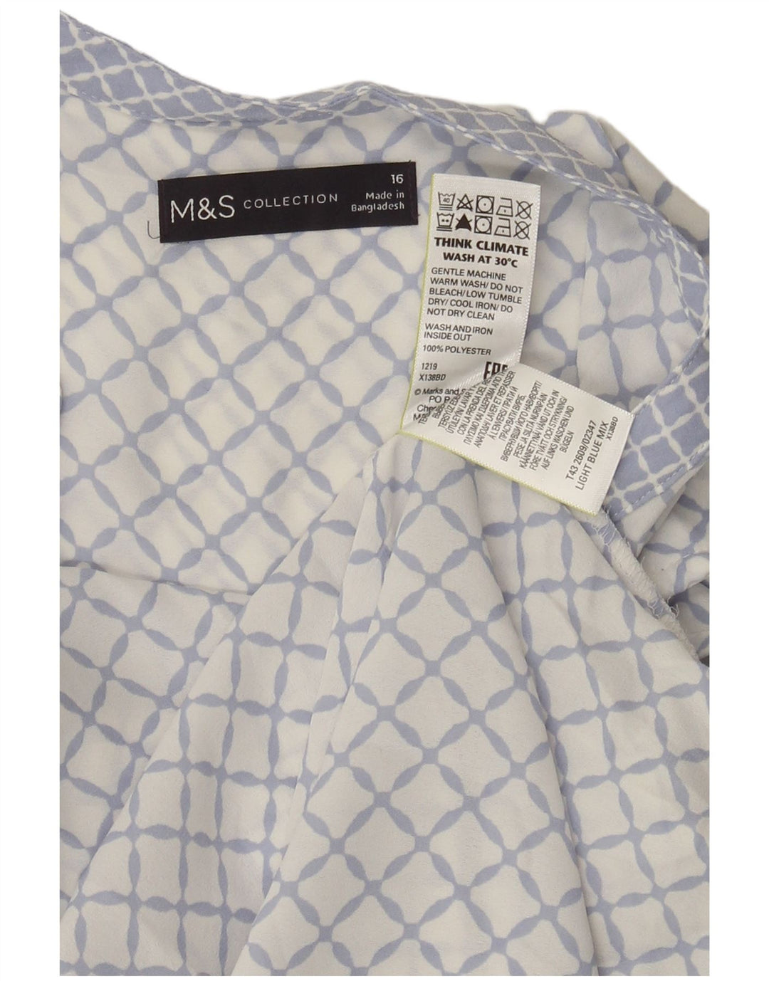 Marks & Spencer Damen ärmelloses Blusenoberteil UK 16 Large Blau Geometrisch
