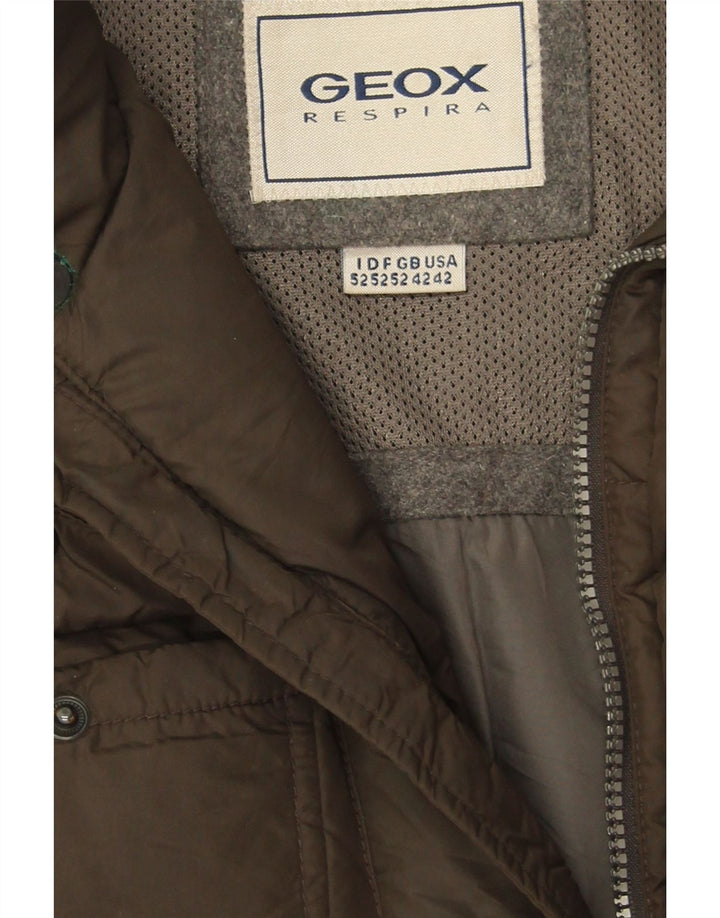 Geox Herren-Jacke mit Kapuze, gepolstert, UK 42, XL, Khaki, Polyamid