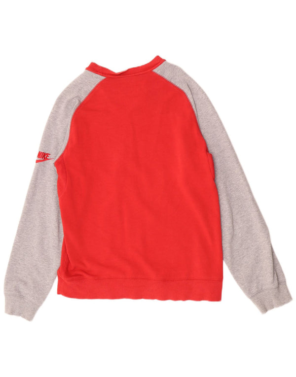 Nike Mens Graphic Sweatshirt Jumper UK 36/38 Small Red Colourblock Cotton