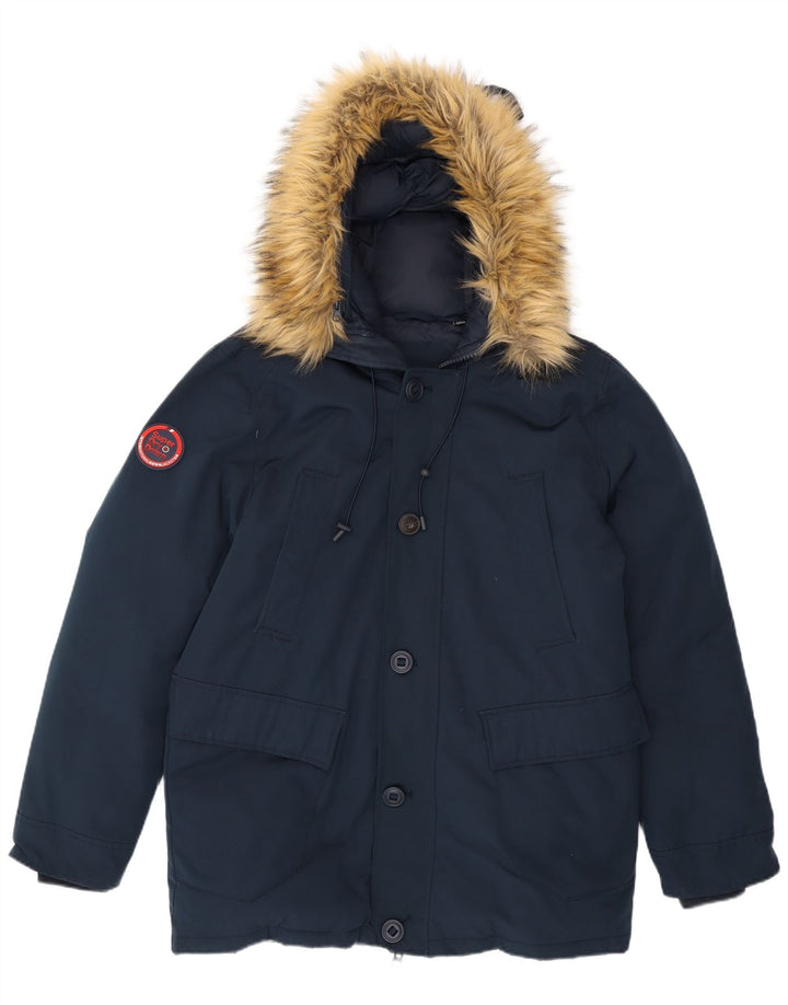Superdry Herren-Jacke mit Kapuze, gepolstert, UK 42, XL, Marineblau, Polyester
