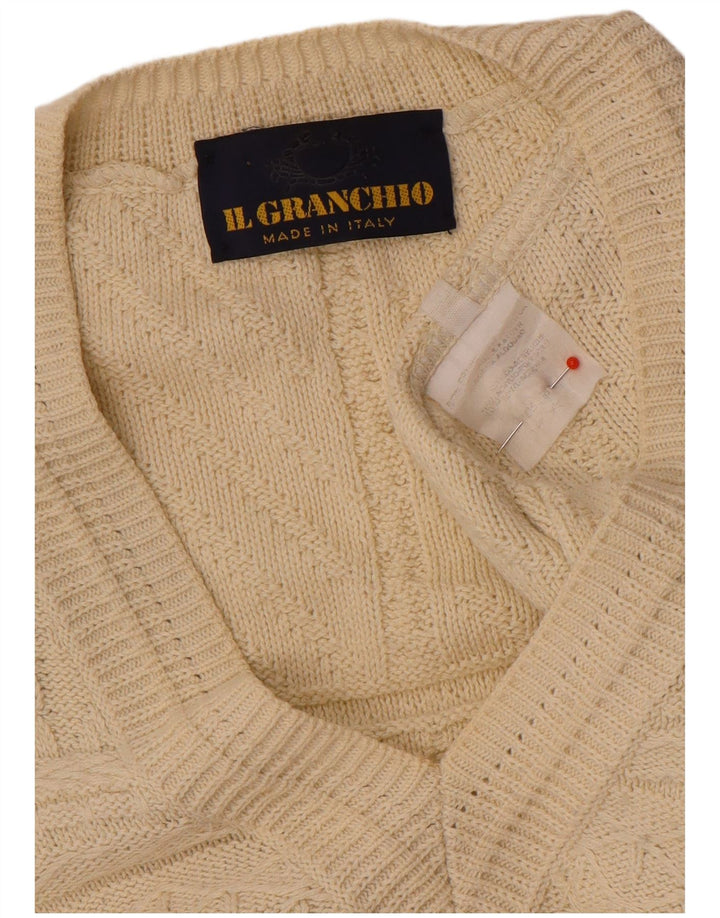 Il Granchio Herren-Pullover mit V-Ausschnitt, groß, beige, geometrisch
