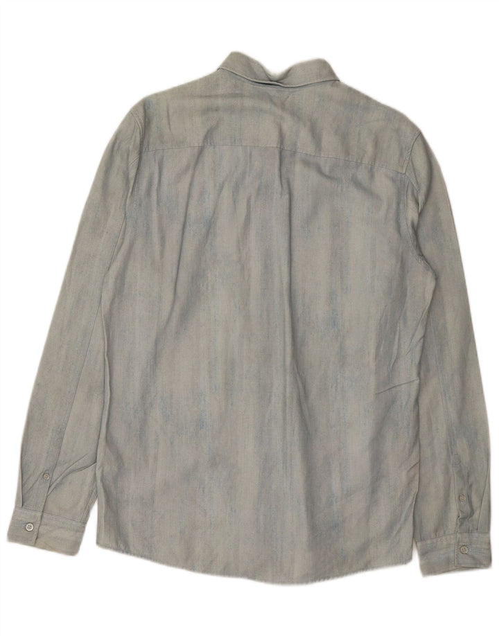 Cos Herren-Jeanshemd, klein, blaues Lyocell