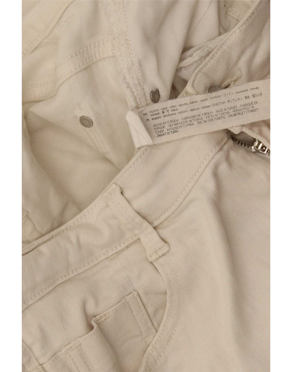 Zara Damen Crop Slim Jeans EU 42 Large W32 L24 Weiße Baumwolle