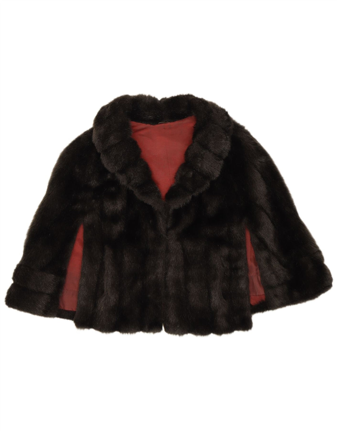 VINTAGE Damen Kunstfell-Poncho-Bolero-Jacke, Einheitsgröße, Schwarz