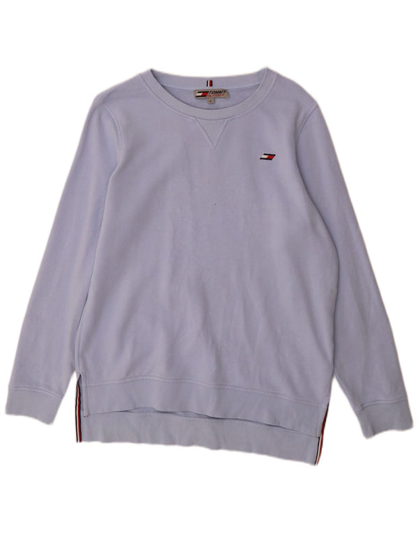Tommy Hilfiger Damen-Sweatshirt-Pullover UK 16 Large Blaue Baumwolle