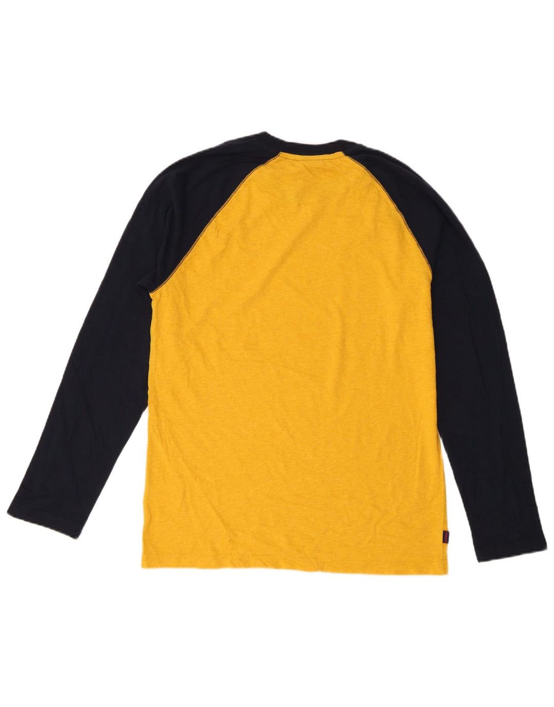 Superdry Herren-Oberteil aus langärmliger mittelgelber Colourblock-Baumwolle
