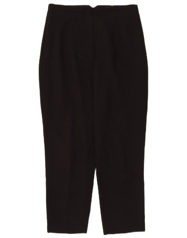 Zara Damen Crop High Waist Anzughose Large W30 L25 Schwarz Polyester