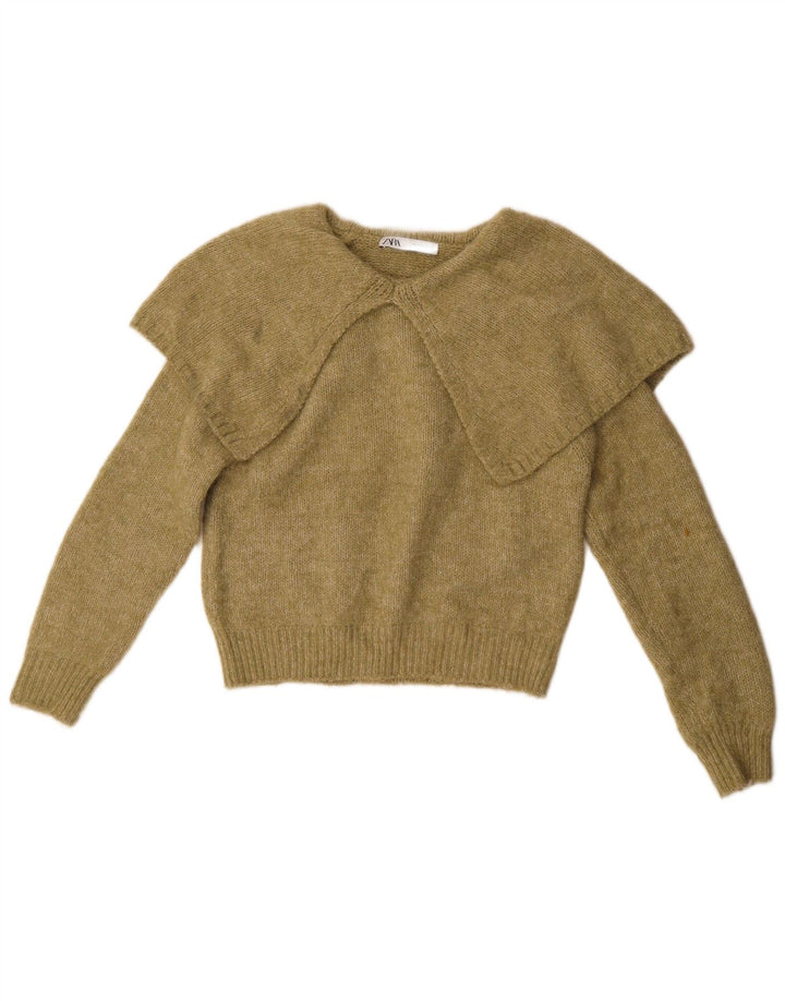 Zara Damen-Pullover, übergroß, Rollkragenpullover, UK 14, mittleres Khaki, Polyester